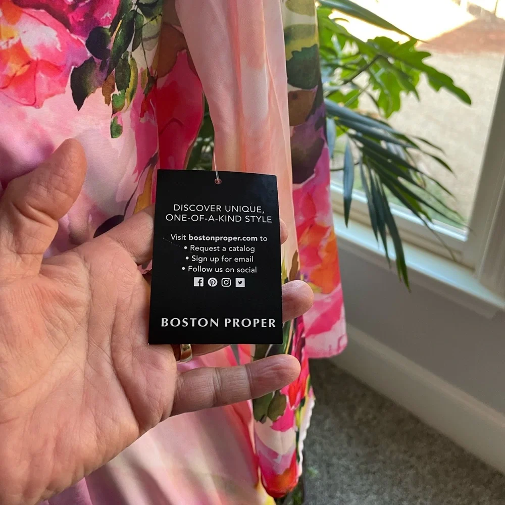 Boston Proper Watercolor Floral Print Maxi dress in SZ S NWT - Picture 5 of 11